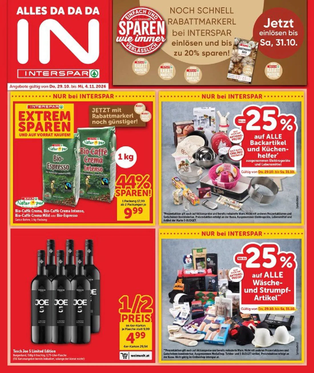 Interspar Flugblatt Wien KW44 (Mo., 29.10.26 - Mi., 04.11.2026) — 1. oldal